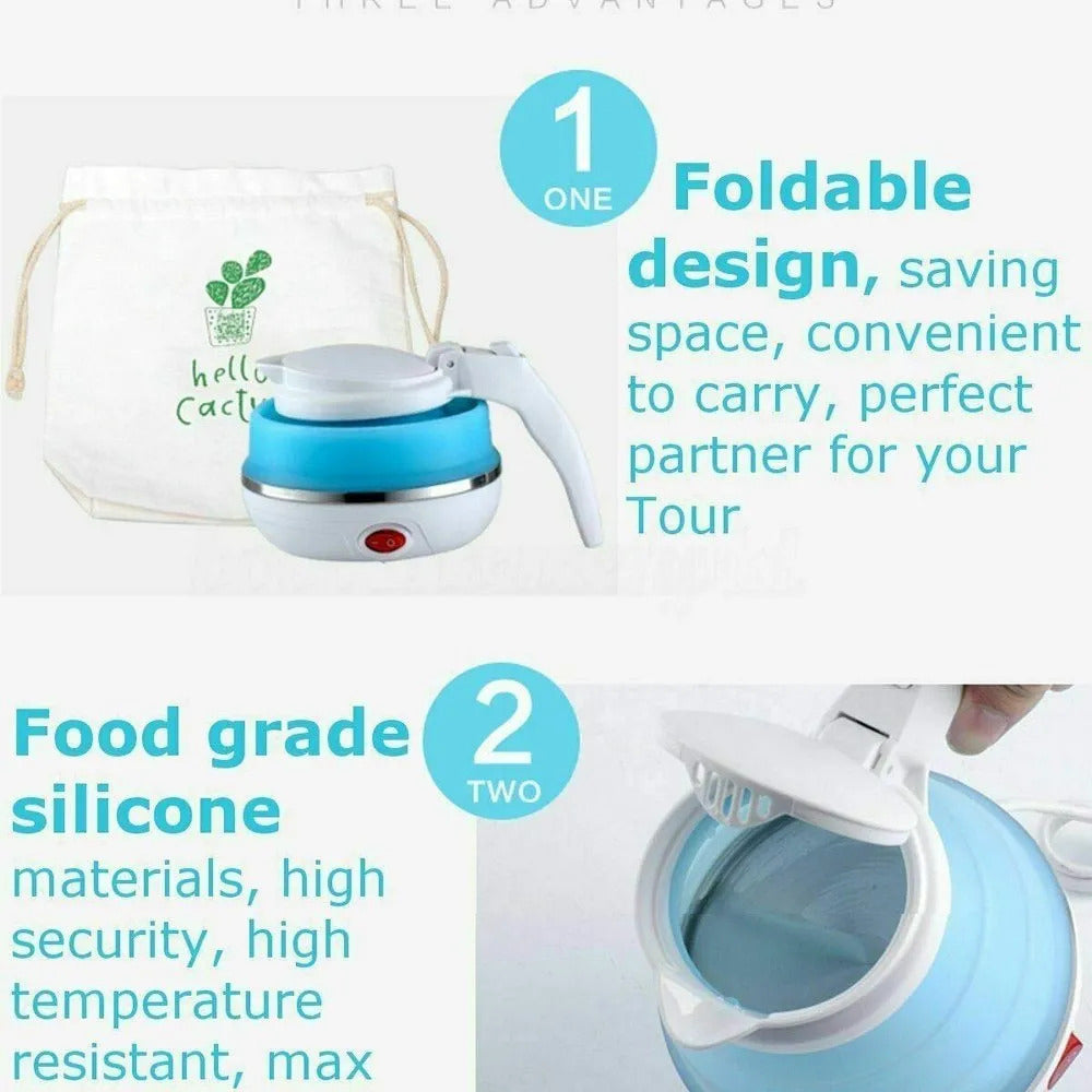 Portable Collapsible Silicone Electric Travel Kettle (600ml)