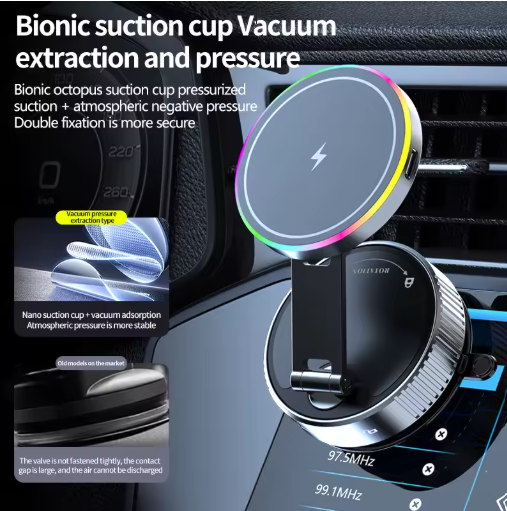 K007 Magnetic Vacuum Phone Holder (360° Adjustable & Foldable)
