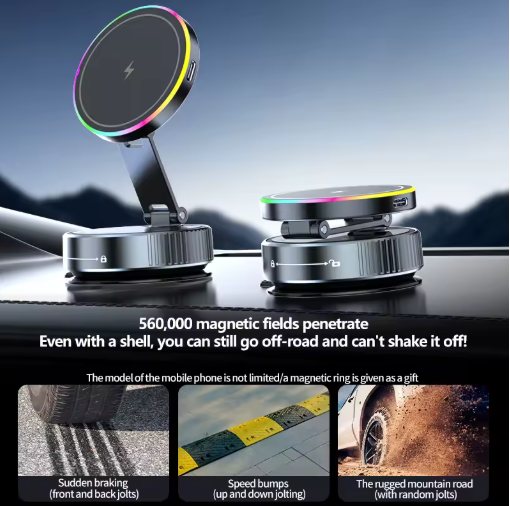 K007 Magnetic Vacuum Phone Holder (360° Adjustable & Foldable)