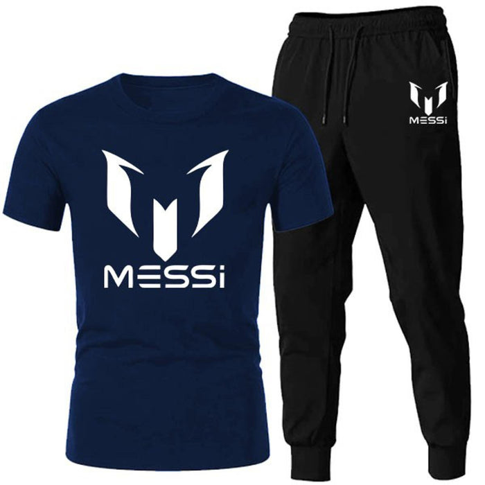 2-Piece Messi Printed Summer Half-Sleeve Tracksuit for Men