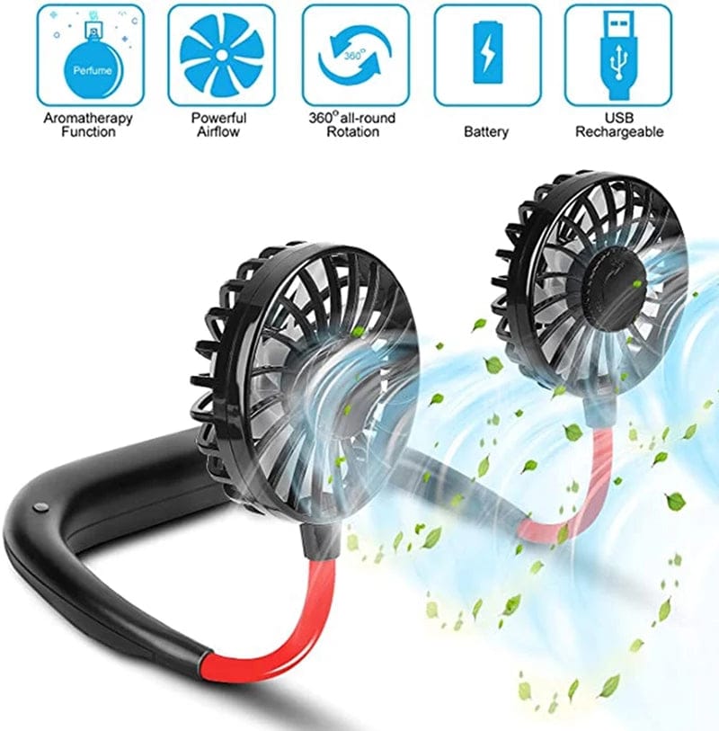 Portable 360° Hands-Free Wearable Neck Fan (USB Rechargeable)