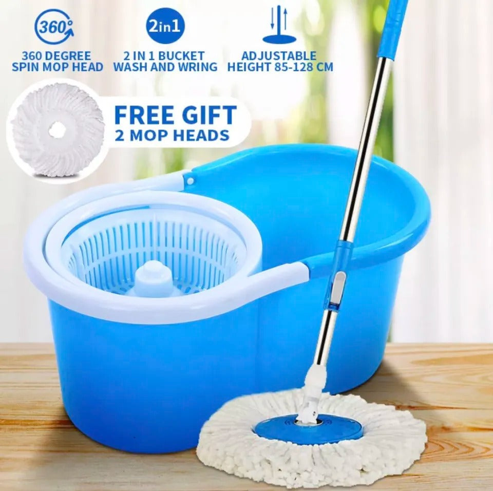 360° Rotating Spin Mop & Bucket System (Includes 2 Microfiber Refills)