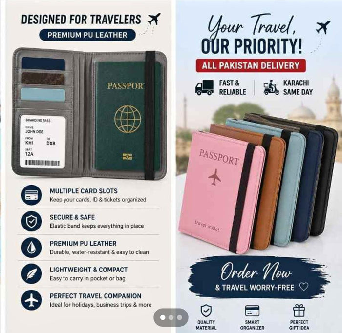 RFID-Protected Leather Passport Cover & Travel Wallet