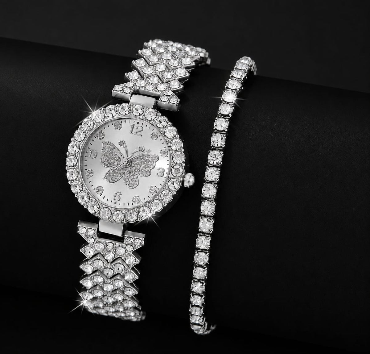 Women's Butterfly Quartz Watch & Bracelet Set (Golden)