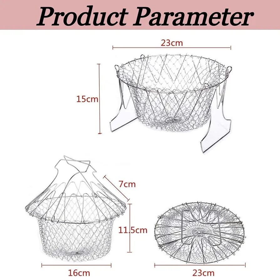 Stainless Steel Foldable Frying & Chef Basket