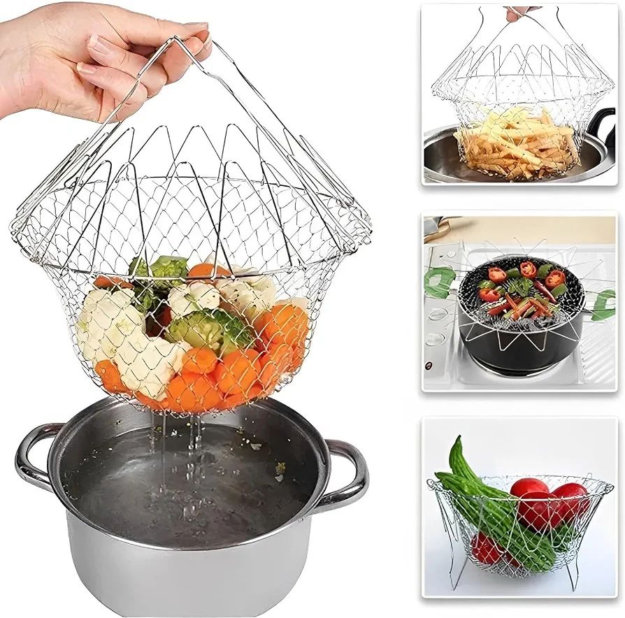 Stainless Steel Foldable Frying & Chef Basket