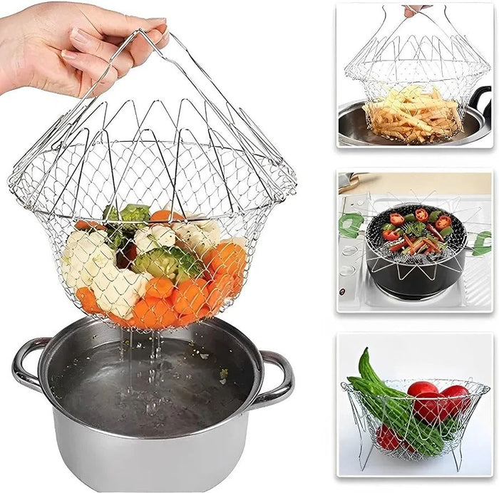 Stainless Steel Foldable Frying & Chef Basket