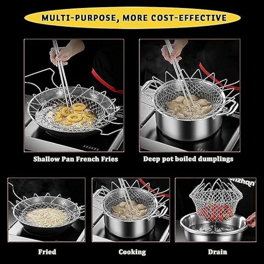 Stainless Steel Foldable Frying & Chef Basket