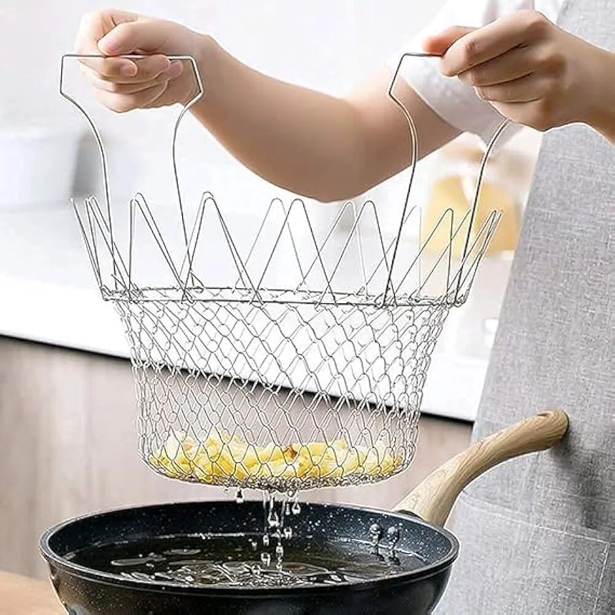 Stainless Steel Foldable Frying & Chef Basket