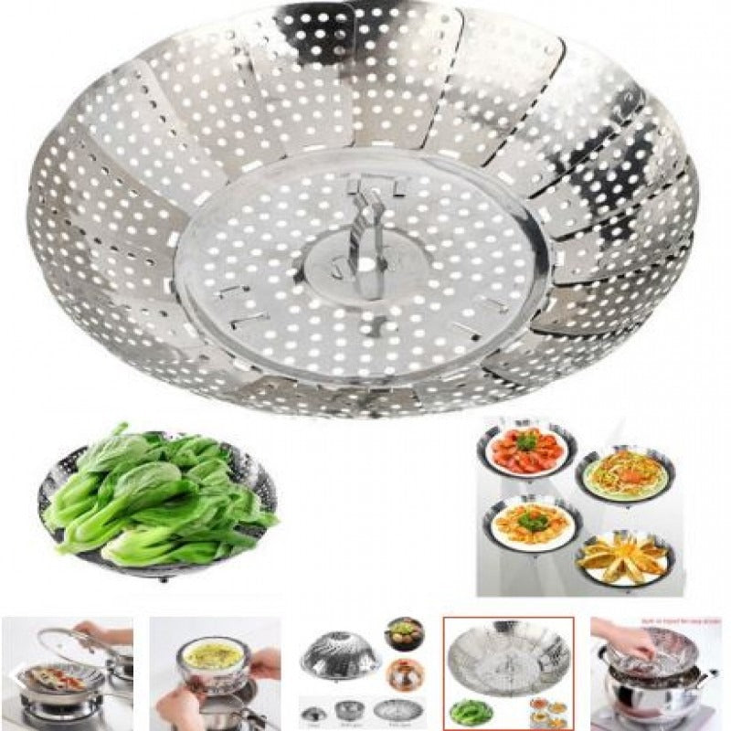 Foldable Stainless Steel Cooking Steamer Basket & Strainer