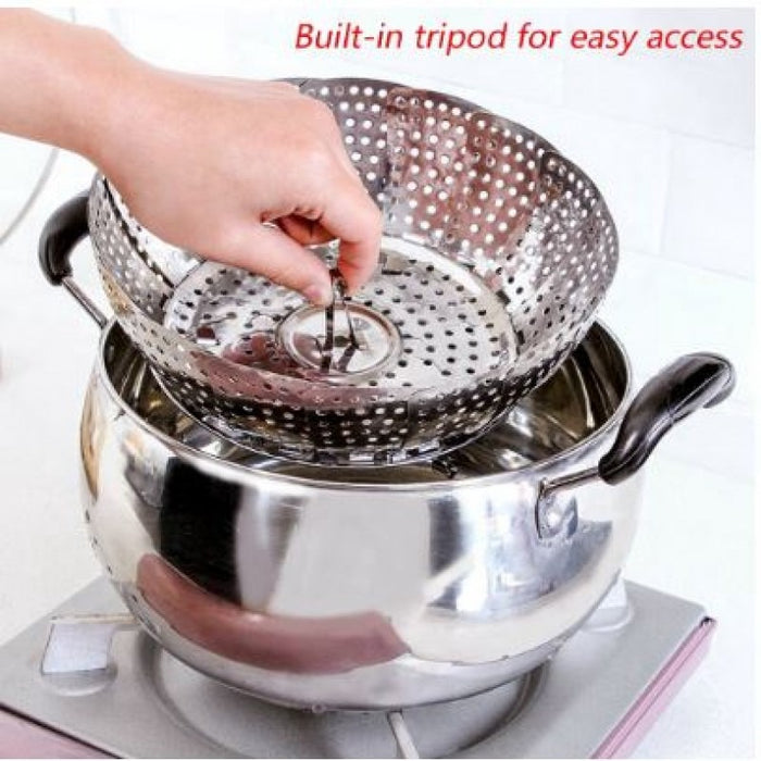 Foldable Stainless Steel Cooking Steamer Basket & Strainer