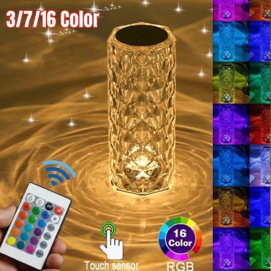 Rechargeable Rose Diamond RGB Table Lamp (16 Colors with Remote)
