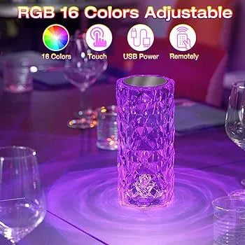 Rechargeable Rose Diamond RGB Table Lamp (16 Colors with Remote)