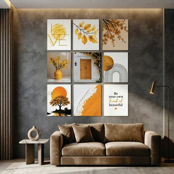 Set of 9 Premium Wall Art Photo Tiles – Modern Home Decor (8x11)