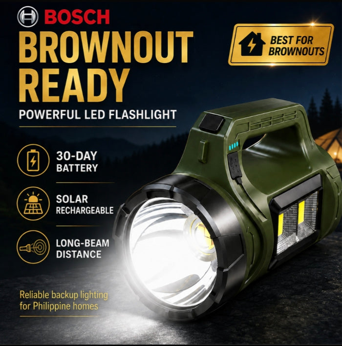 Solar Rechargeable Heavy-Duty LED Searchlight & Spotlight (COB Light)