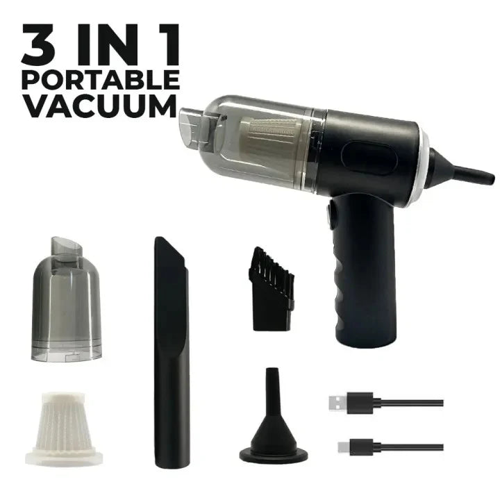 3-in-1 Portable Cordless Vacuum Cleaner & Compact Handheld Dust Cleaner