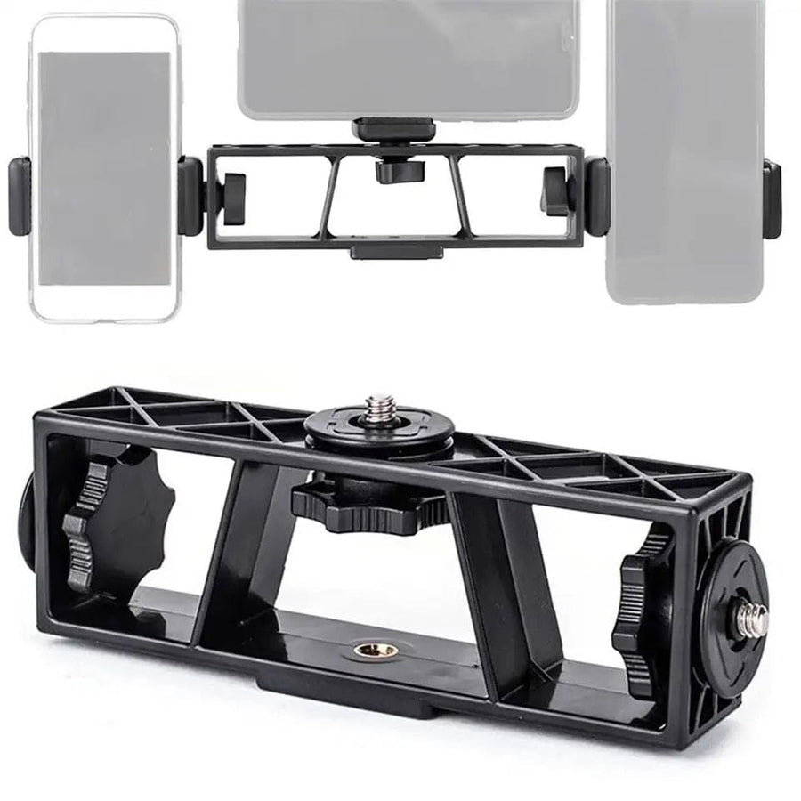 Multi-Position Dual Mobile Clip Selfie Ring Light & Live Broadcast Bracket