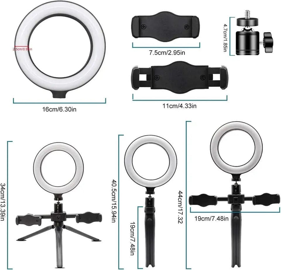 Multi-Position Dual Mobile Clip Selfie Ring Light & Live Broadcast Bracket