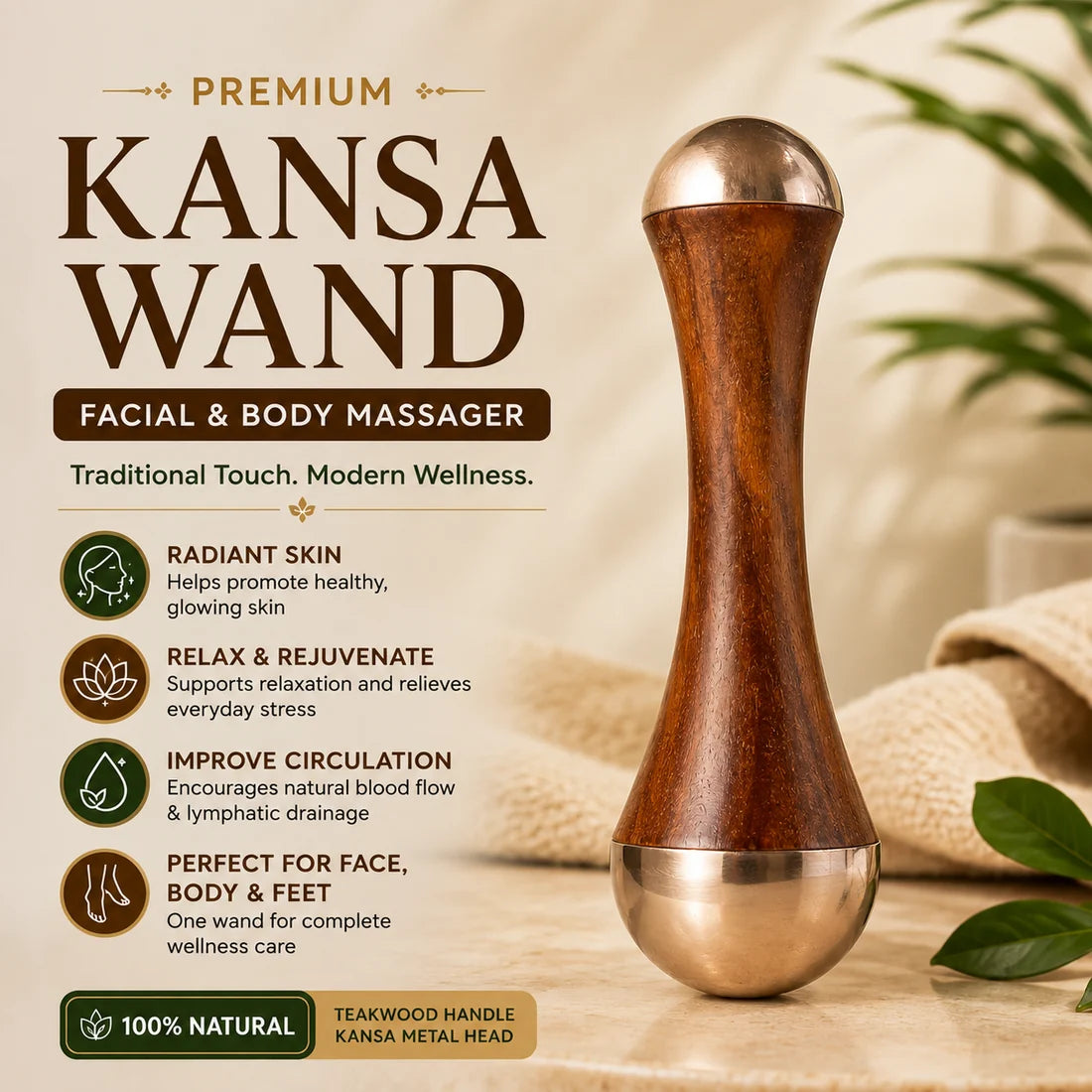 Premium Ayurvedic Kansa Massager – Natural & Chemical-Free