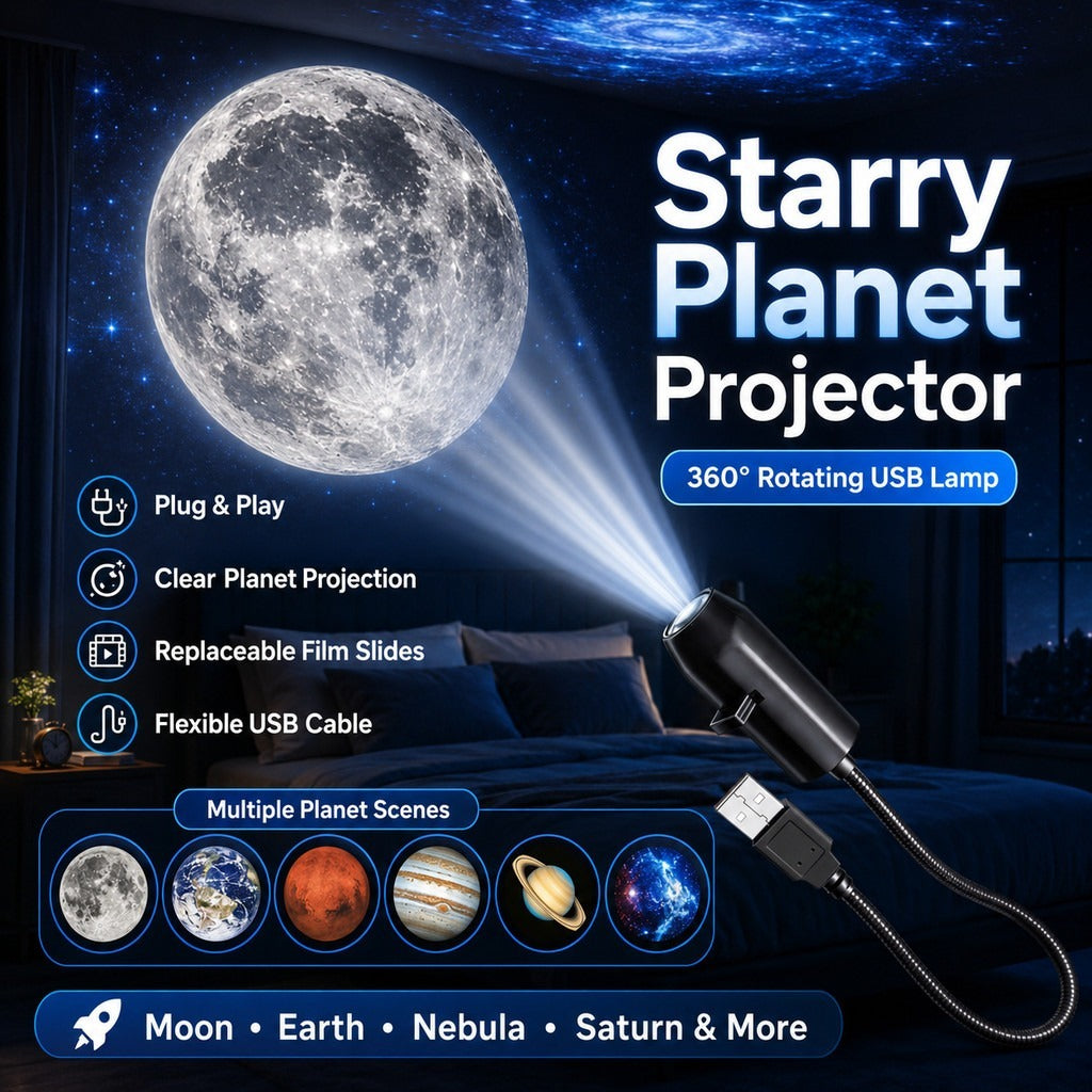 USB Ceiling Moon & Earth 6-Lens Galaxy Projection Light