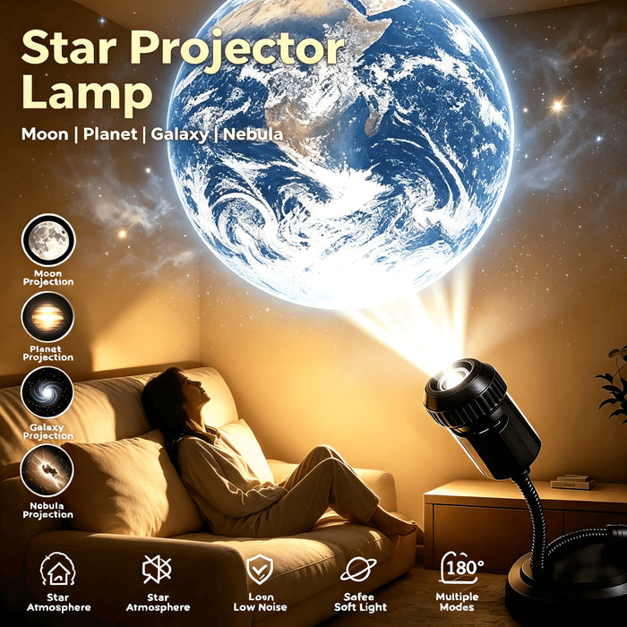 USB Ceiling Moon & Earth 6-Lens Galaxy Projection Light