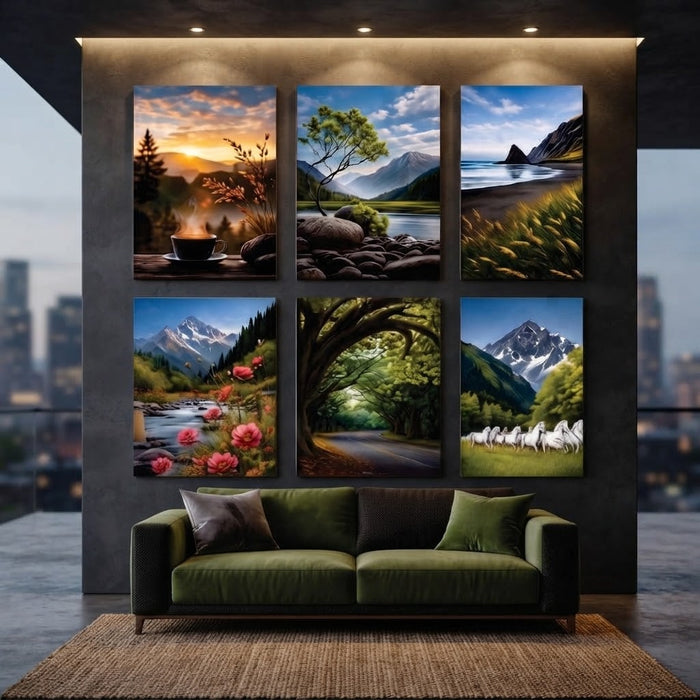 Set of 6 Premium Wall Art Photo Tiles – Modern Home Decor (8x11)