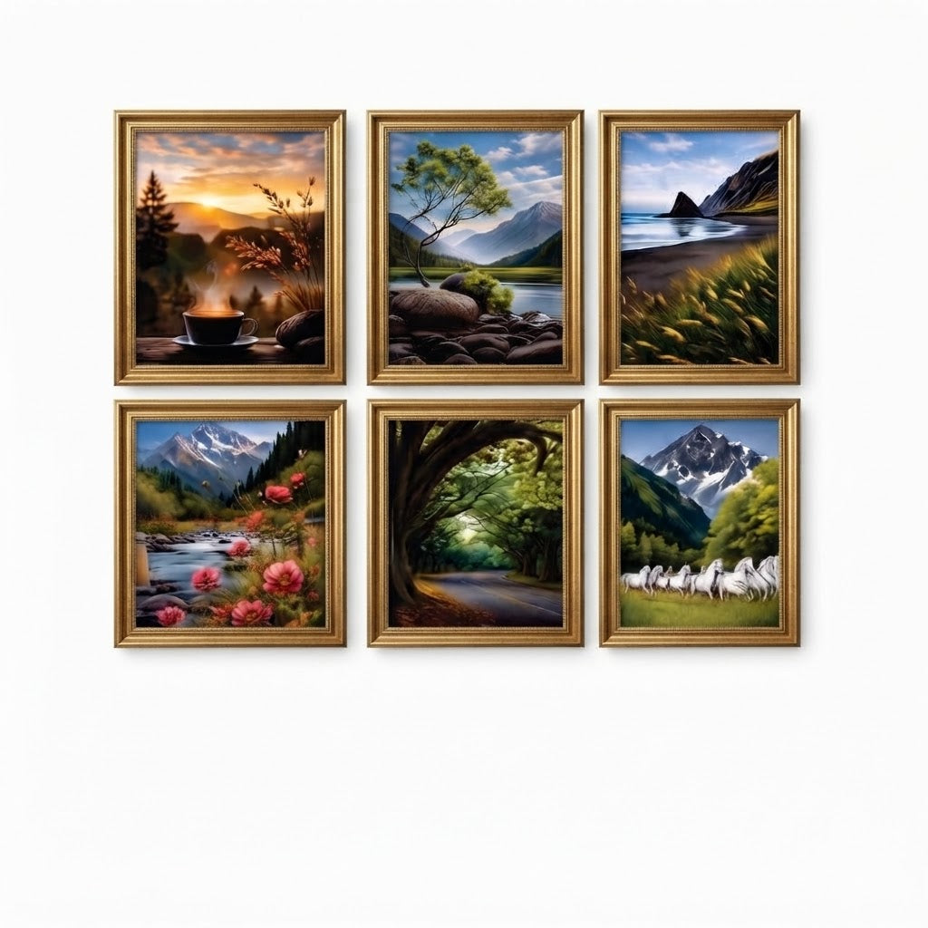 Set of 6 Premium Wall Art Photo Tiles – Modern Home Decor (8x11)