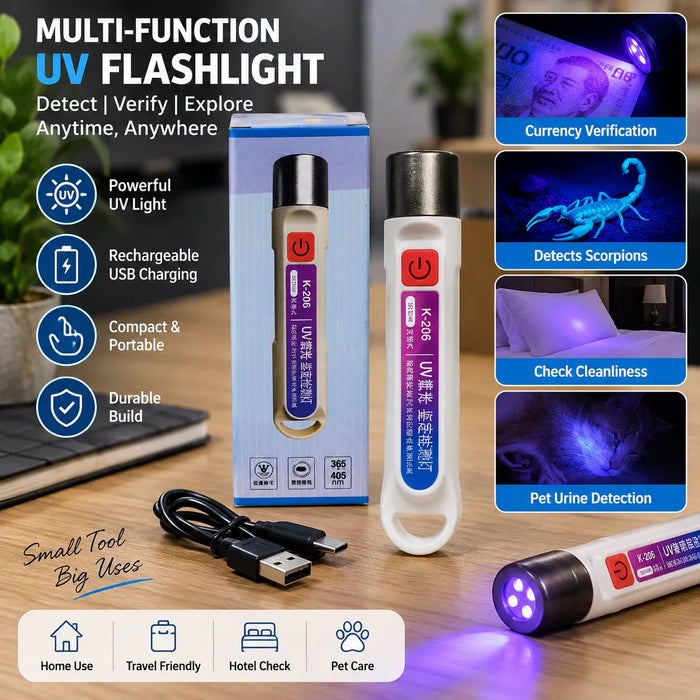 K-206 365nm UV Currency Checker & Rechargeable Inspection Light