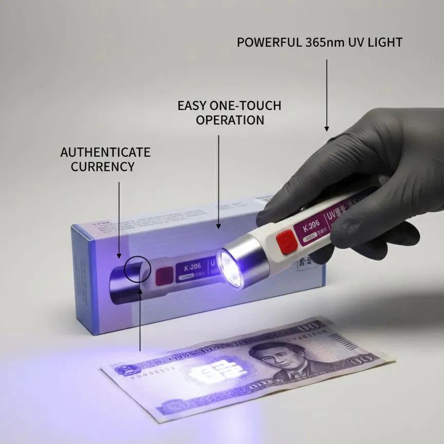K-206 365nm UV Currency Checker & Rechargeable Inspection Light