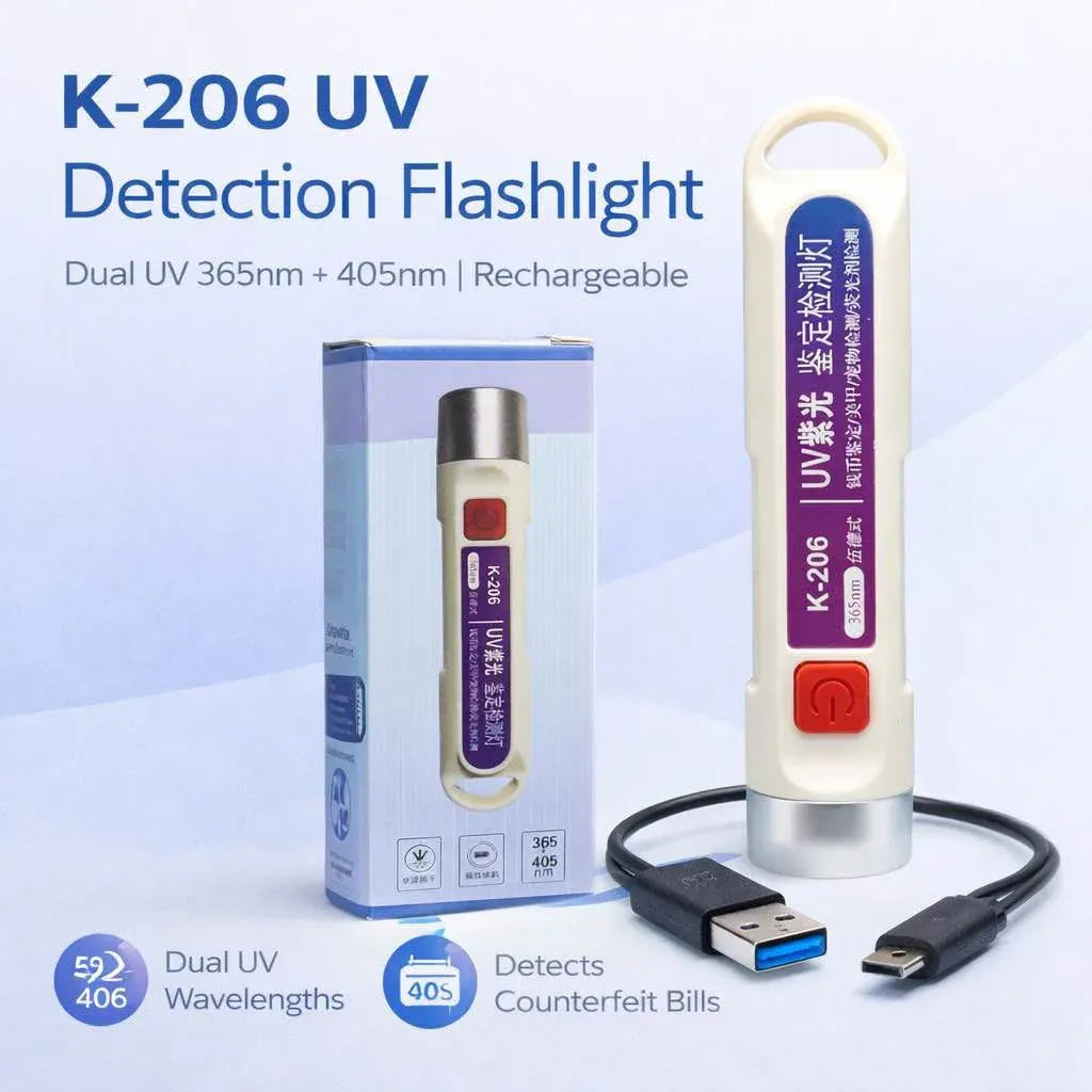 K-206 365nm UV Currency Checker & Rechargeable Inspection Light