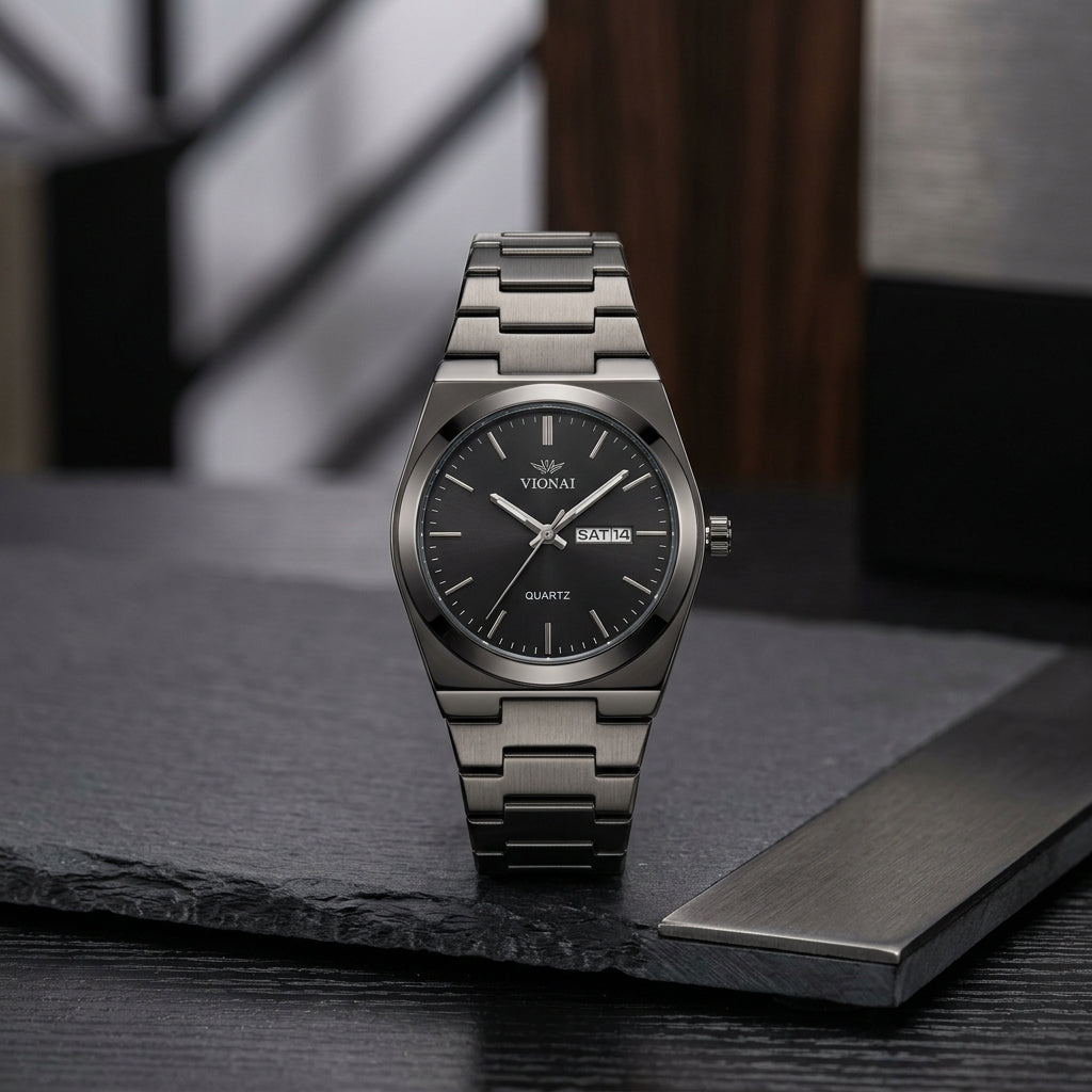 Wokai Stainless Steel Waterproof Men’s Watch (Black)
