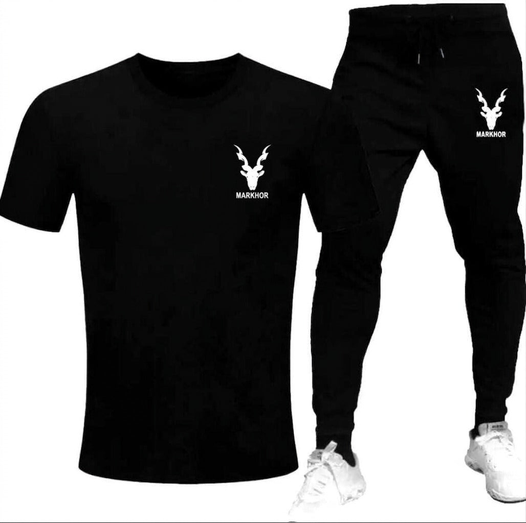 Black Trendy Markhor Printed Tracksuit for Men & Boys
